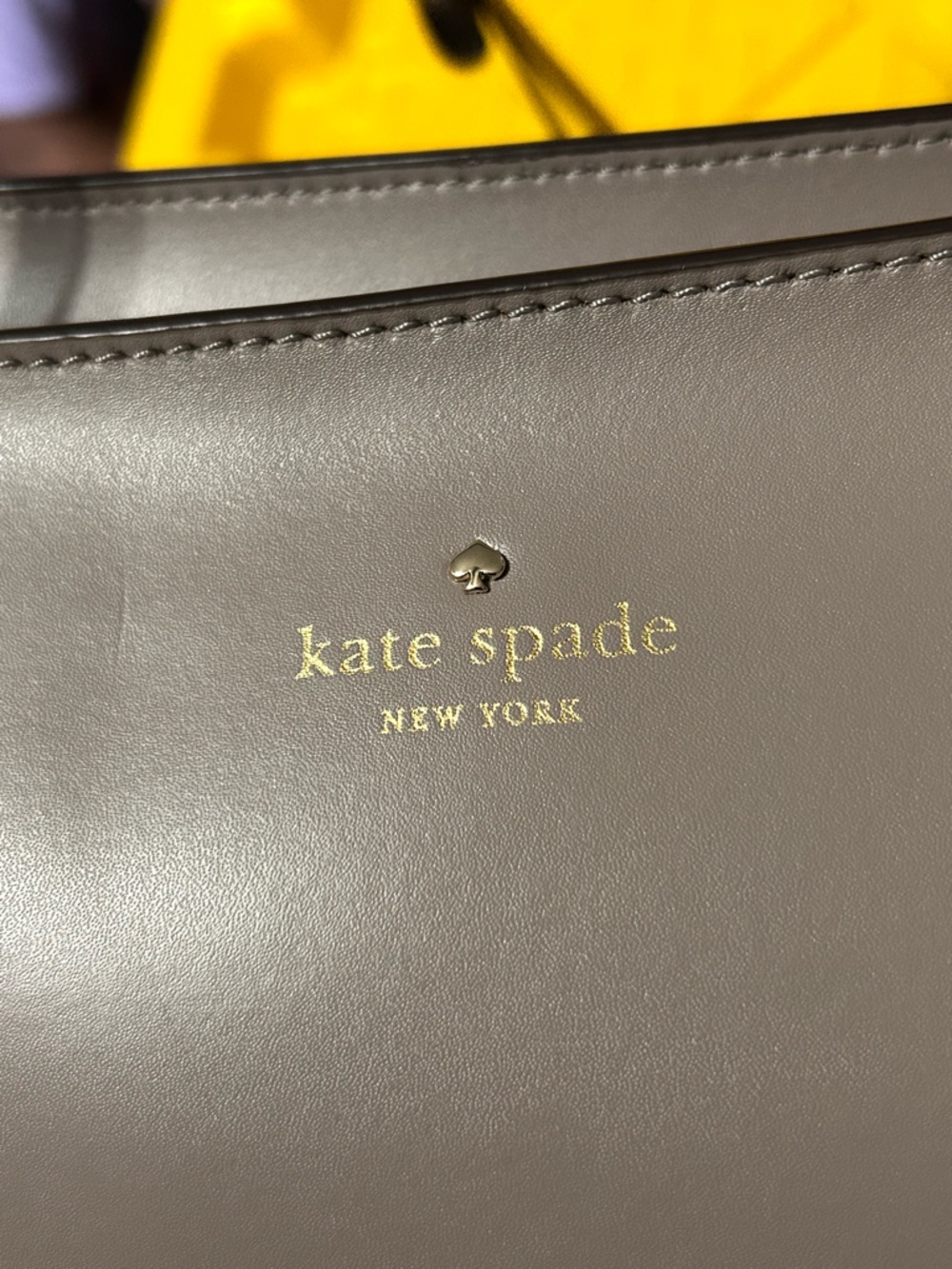 kate spade Leather Tote in Taupe with Gold Logo